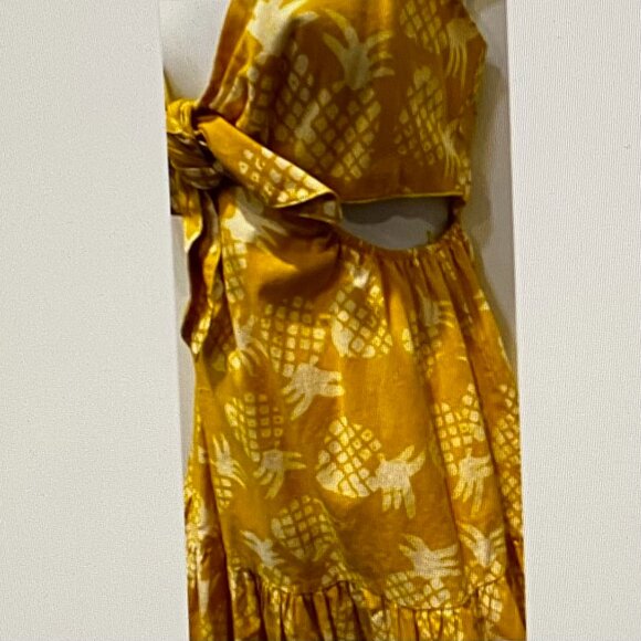 AQUA BLOOMINGDALES STUDIOS X 189 YELLOW AND WHITE MINI DRESS NWOT XS - Picture 5 of 6